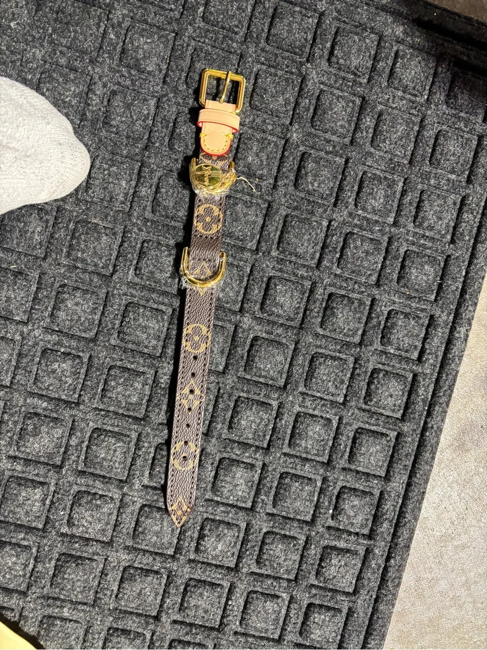 Monogram Canvas Dog Collar with Gold Hardware